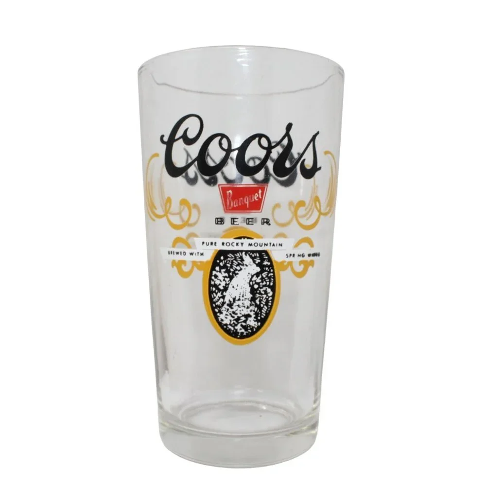 Vintage Coors Banquet Beer Clear Glass Rocky Mountain Spring Water 5 1/8” Tall - Picture 2 of 2
